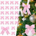 24 Pcs Pink Satin Ribbon Bows Christmas Tree Decorations, Christmas Wreath Bow Topper for Xmas Gift Packaging Home Wreath Fence Fireplace Wedding Party Decor