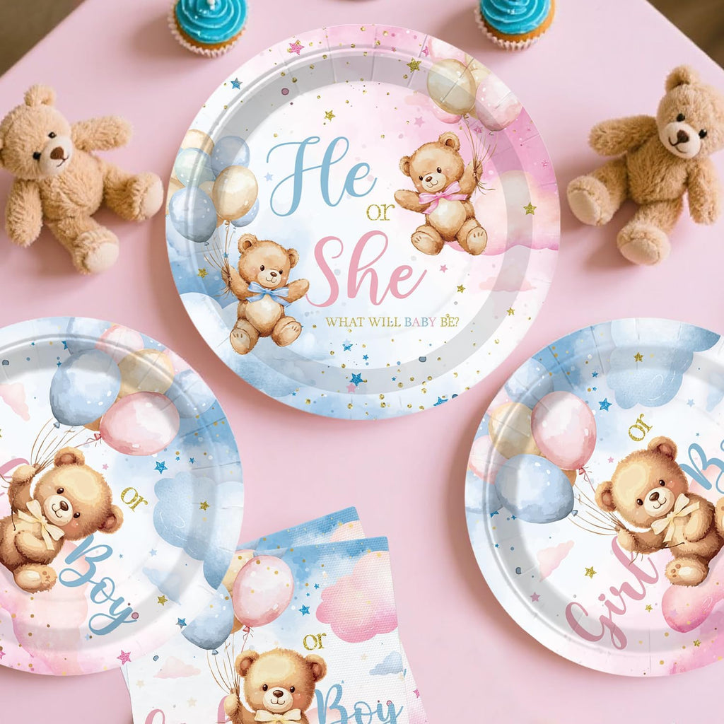 cocomigo 232pcs bear gender reveal decorations complete party showing dimensions