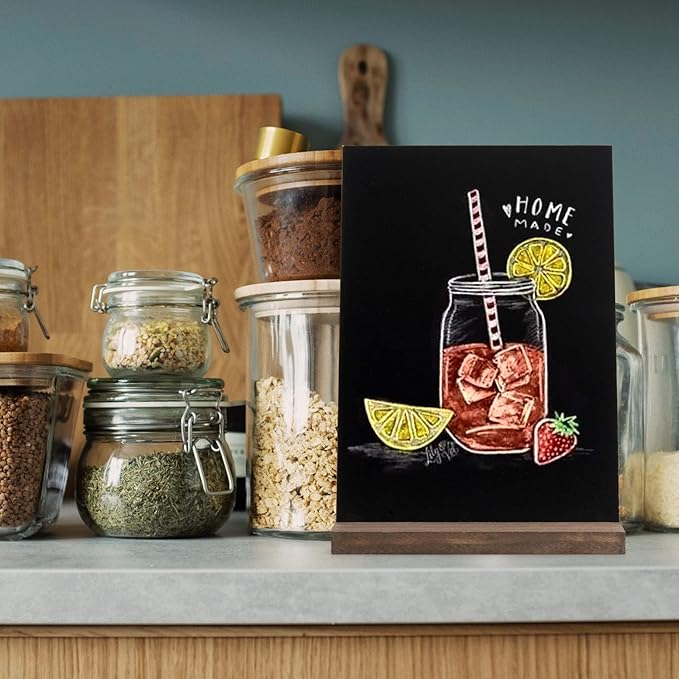ONUPGO Mini Chalkboard Signs, 6 x 9 Inch Vintage Tabletop Chalk Board Sign with Base Stands - Double Side Mini Menu Boards Small Food Signs for Party Buffet Wedding Bar and Restaurant