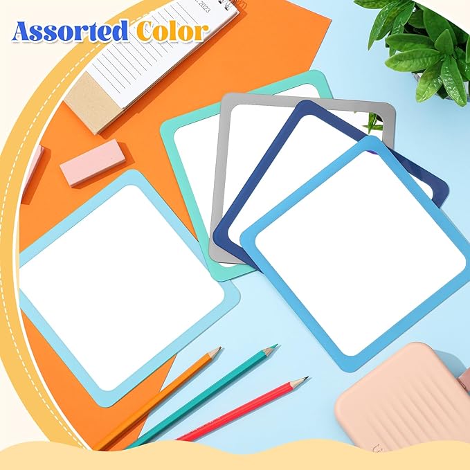 Dandat 10 Pcs Small Mirrors for Kids 6 x 6 Inch Square Shatter Proof Reflector Toddler Glass Plastic Reflector for Classroom DIY Craft Preschool Facial Expression (Blue-Gray Colors)
