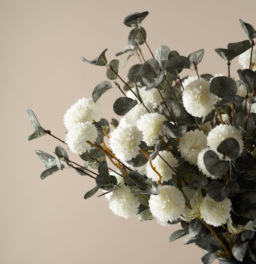 laelfe 10 kiku artificial flowers + 5 large, side view