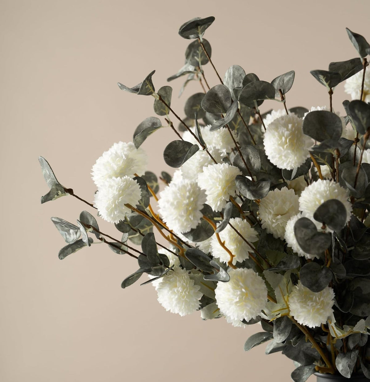 laelfe 10 kiku artificial flowers + 5 large, side view