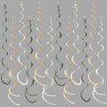 36Pcs Sage Green Hanging Swirl Decoration Olive Green Tan Brown Cream Neutral Felt Swirl Streamer Spiral Ceiling Garland for Greenery Safari Jungle Woodland Birthday Baby Shower Wedding Party Supplies
