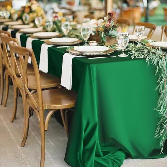 12 Pack Green Tablecloths for Rectangle Tables 60 x 126 Inch Polyester Tablecloth 8 Foot Rectangle Table Cloth Wrinkle Resistant Washable Fabric Table Cover for Party Wedding Banquet Events