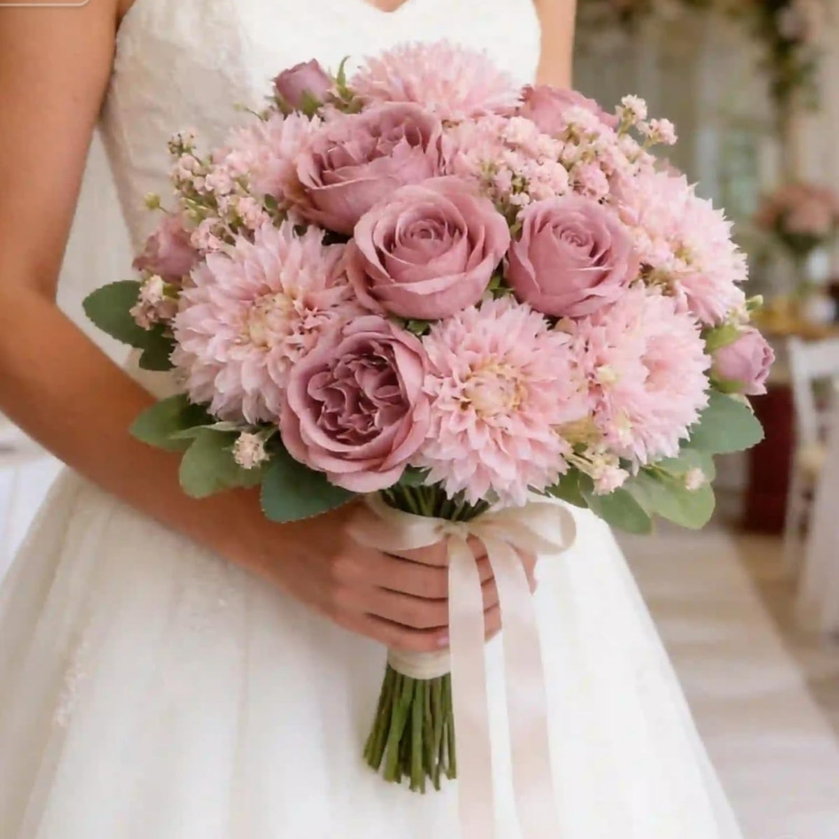 16 bundles peonies artificial flowers bulk - blush, close-up detail