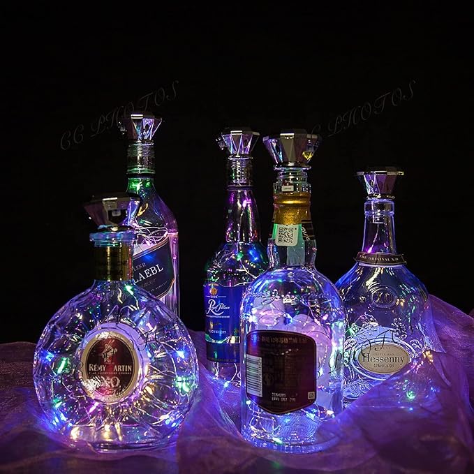 Upgraded 12 Pack Diamond Solar Wine Bottle Lights, 20 LEDs Waterproof Copper Light, Bottle Light Fairy Cork String Lights for Yard Patio Decor, DIY Birthday Gift for Mom Grandma Friend(MultiColor)