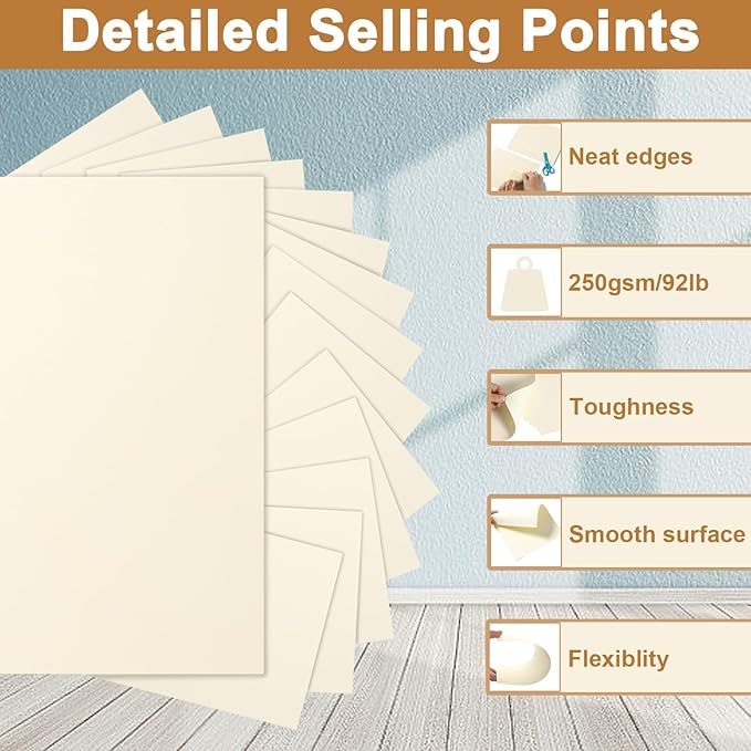 120 Sheets Cream Cardstock 8.5 x 11 Off White Paper, 92lb Ivory Card stock Certificate Paper for DIY Cards Making, Menus, Business Cards, Greeting Cards, Invitations