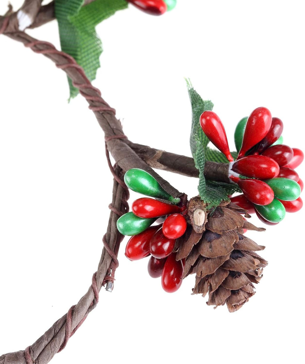 BinaryABC Christmas Candle Rings Wreaths,Red Berry Candle Rings,Christmas Candle Holder Rings,Christams Decorations,2Pcs(Internal Diameter About 2.36in)