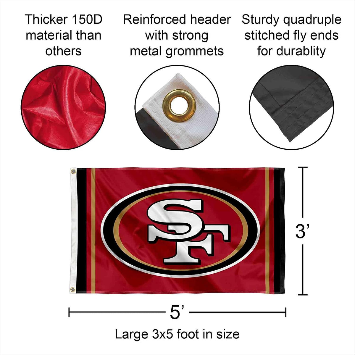 San Francisco 49ers SF Large 3x5 Flag