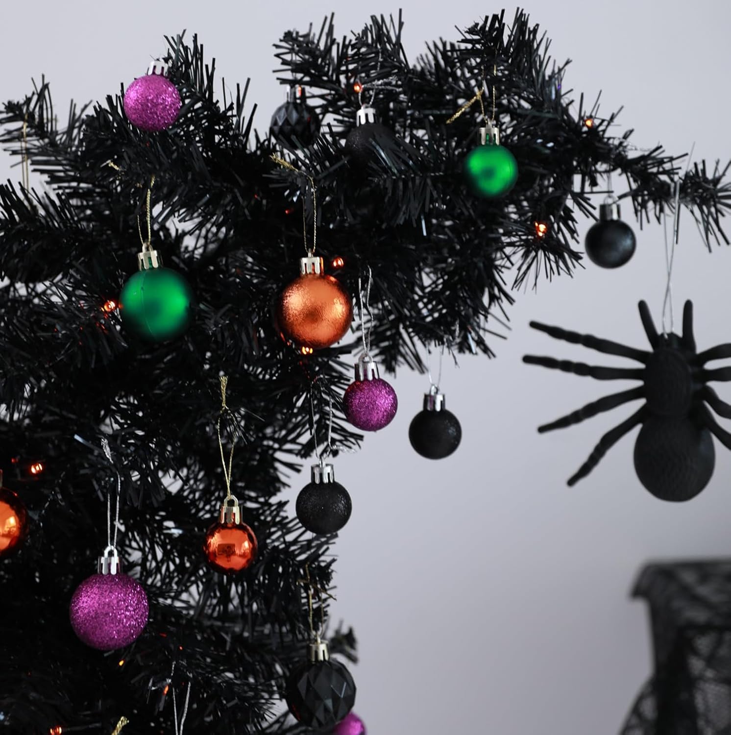 HipTree 1.57Inch 30ct Halloween Ornaments Decorations for Mini Tree | Nightmare Before Christmas Purple/Orange/Green/Black Ball Ornaments Set for Table Indoor Fall Holiday Party Home Decor