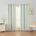 FANLI Ombre Rainbow Blackout Curtains for Kid Girls Bedroom Living Room Darking Stripe Double Layer Star Cut Out Wall Home Decor Gradient Grommet Window Curtains （Blue Green 52Wx95L）