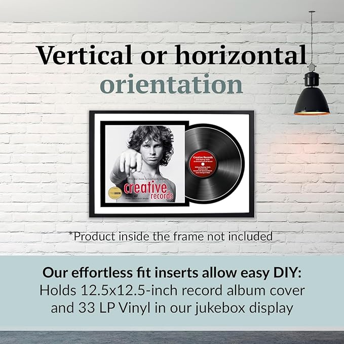 Creative Picture Frames 16" x 24" Jukebox Vinyl Frame Display with Double White-Black Matting, LP Record Album Frame for Wall Decor, White/Black, Pack of 4