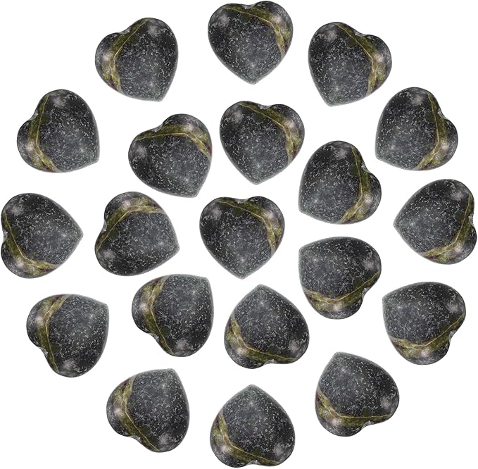 PATIKIL 20 Pcs Natural Heart Shaped Crystal Stone, 0.6 Inch Mini Polished Love Gemstone Crystal, Pocket Rock Engraved Worry Stones for Women Gifts Meditation, Red Brown