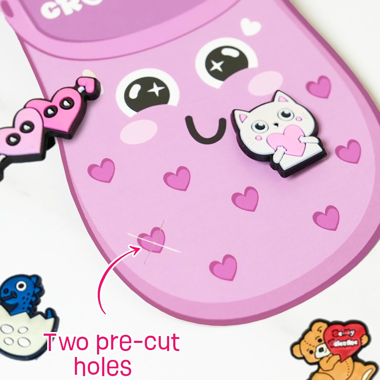 Thigreact Valentines Day Gifts for Kids - 24 Valentine Cards with 48 Shoe Charms Bulk - Valentine Exchange Card for Boys Girls Toddler Class Classroom Gift Funny Party Favors