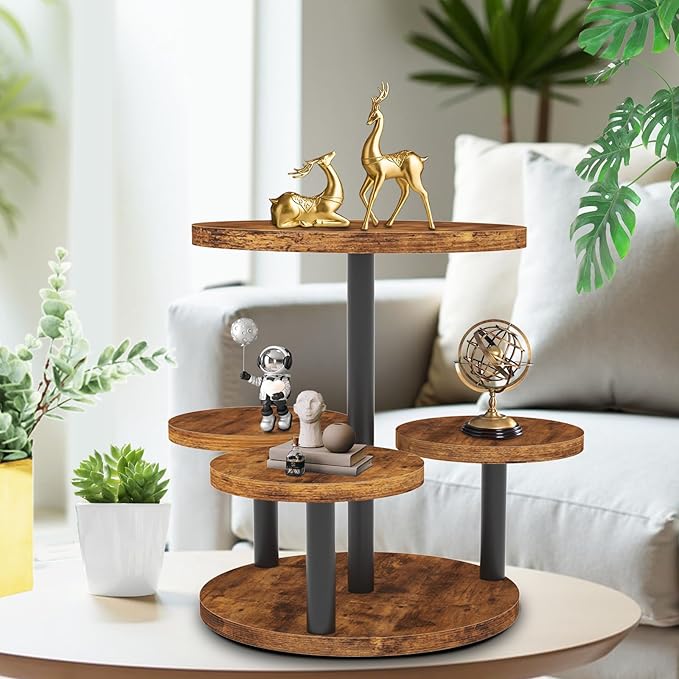 Cupcake Stand, Rotatable Cupcake Stand for 50 Cupcakes, Wood Cake Stand Cupcake Tower, Rustic Dessert Table Display Set Tiered Tray Stand, Round Serving Tray Cake Stands for Party Wedding Birthday