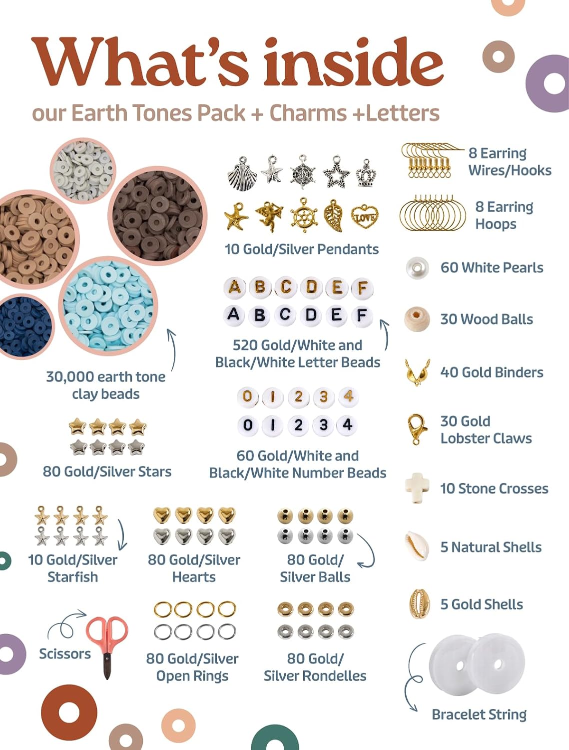 Box-O-Beads Earth Tones Clay Beads Bracelet Making Kit – 31,050 Pieces Friend...
