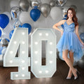 Marquee Numbers 4 Feet Tall Big Light Up Numbers 40th Birthday Decorations Women Men White Anniversary Party Decor Large Cardboard Prop Backdrop Sign 40