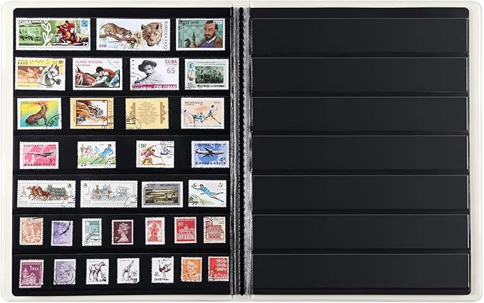 MUDOR Stamp Collecting Album, 7 Rows Pockets Stamp Book for Collectors, 10 Sheets Stamp Stockbook