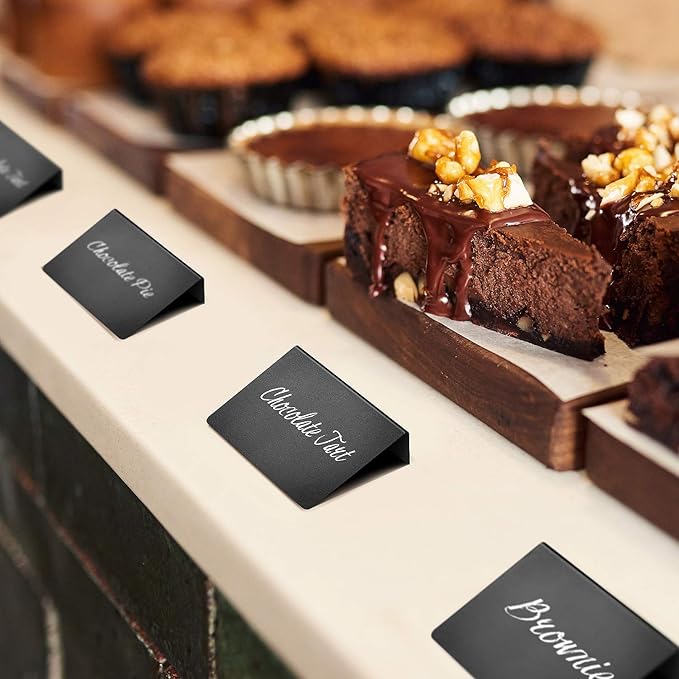 20 Pack Mini Chalkboard Signs for Food – Small 3x4 Tabletop Labels for Buffet - Wedding - Party or Catering – Reusable Plastic Black Display Stands for Chalk Board Food Tags
