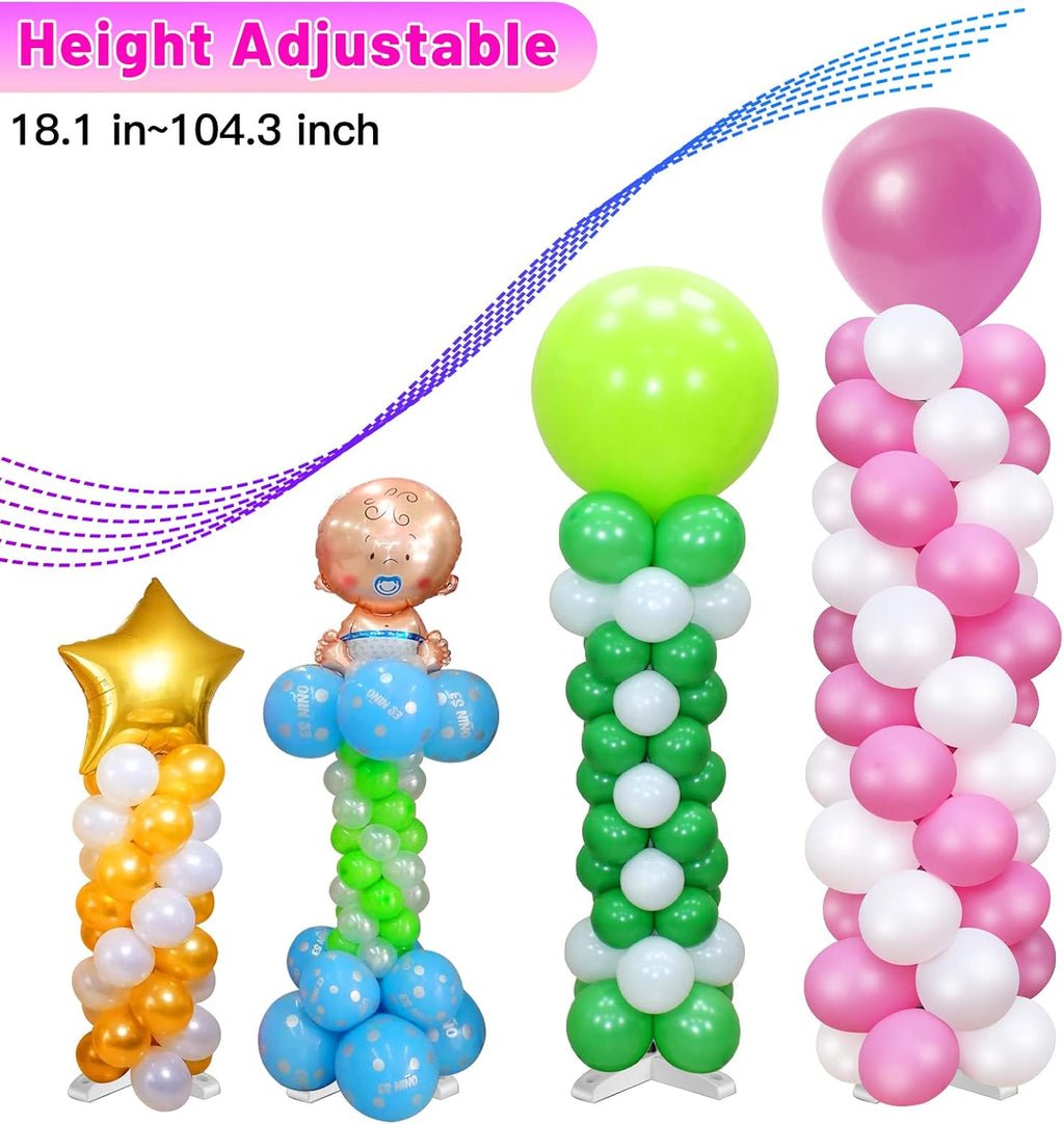 balloon arch kit and balloon column stand and showing dimensions