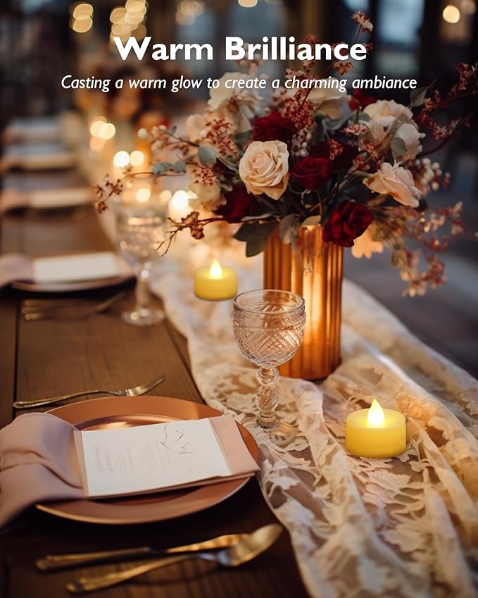 Homemory 12pcs Flameless LED Tea Lights with Remote & Timer, 400+Hours Realistic Flickering Battery Candles for Seasonal, Tabletop, and Centerpieces Decor