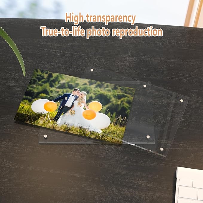 HELPLEX Picture Frames, 1 Pack 5x7 inch Acrylic Picture Frame Clear 5 x 7 Photo Frames Magnetic Picture Frames Ready for Tabletop Display, Effectively Protect Photos from Fading and Yellowing