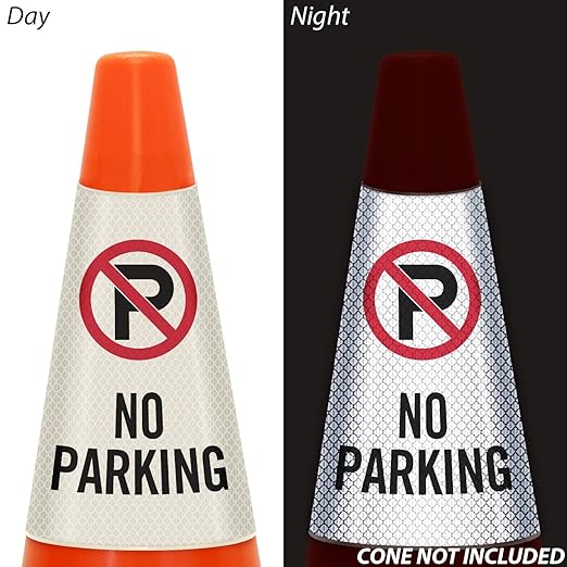 SmartSign No Parking Cone Message Sleeve, Bright Reflective [Cone Not Included]