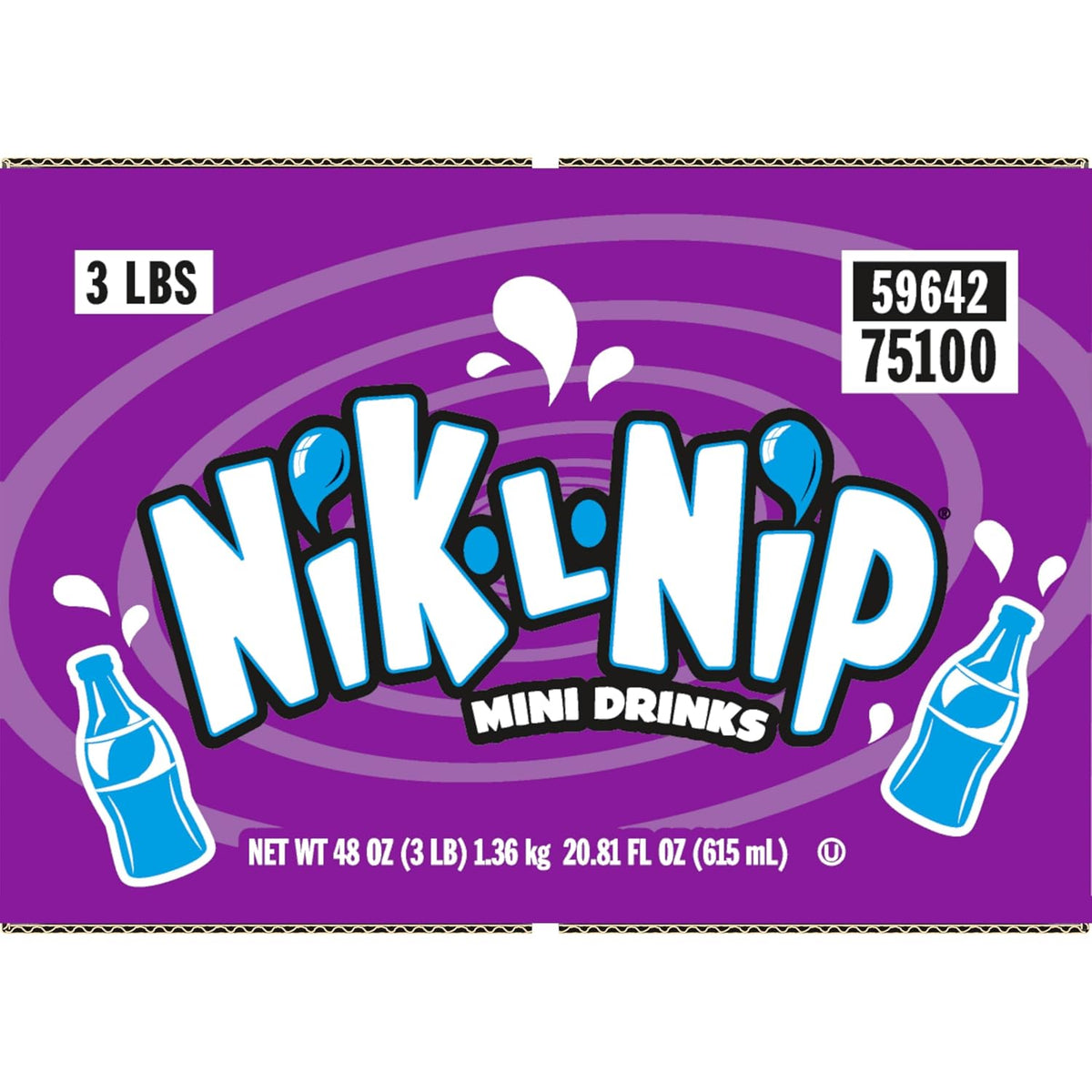 Tootsie Roll Nik-L-Nip Candy Wax Bottles, Fruit Flavored, 3lb Box