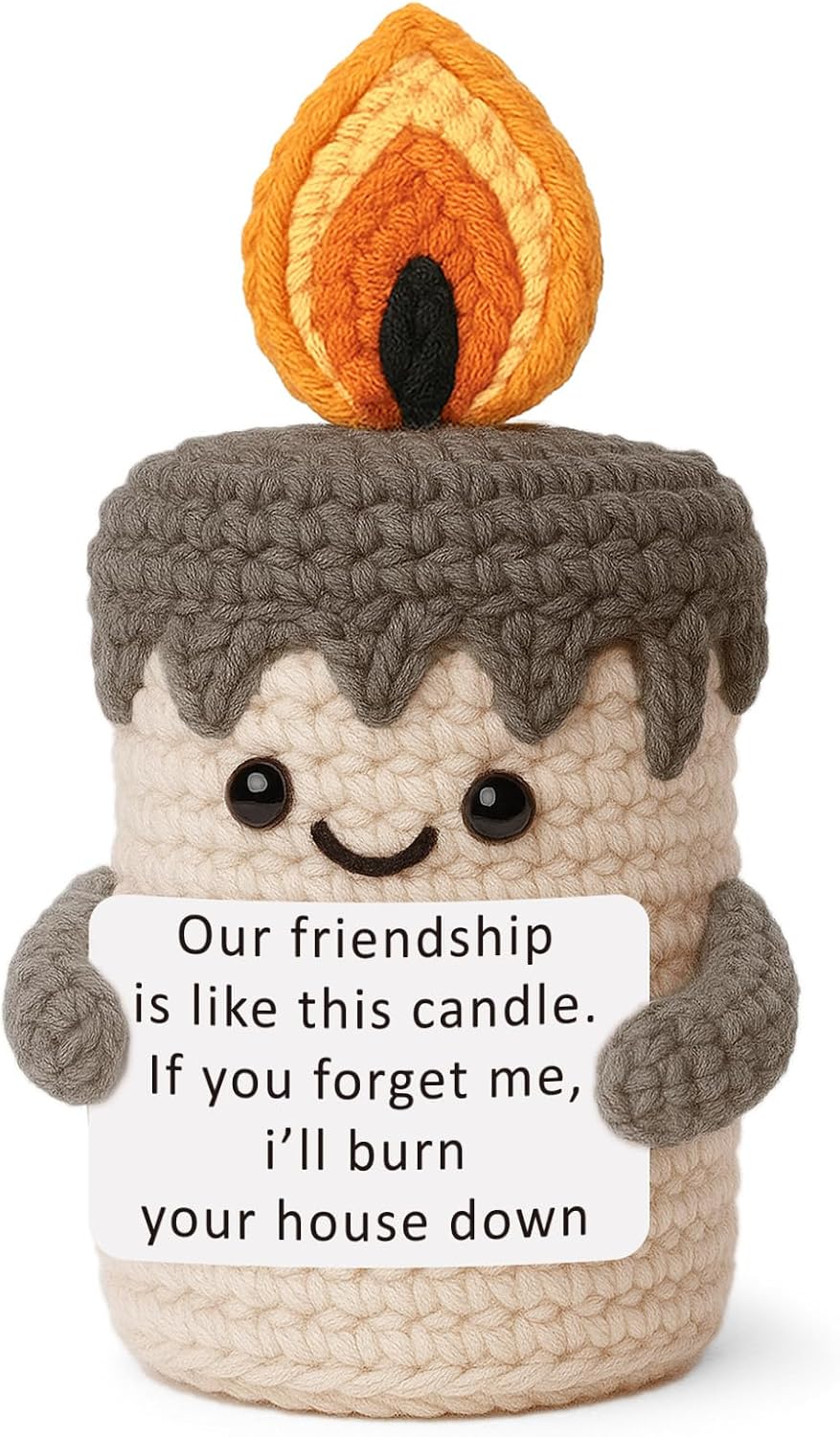 Funny Best Friend Birthday Gifts for Women Men, Handmade Crochet Candle Decor, Sarcastic Friendship Presents for Bestie Sister, Cute Birthday Christmas Gag Gift, Dark Humor Desk Accessories