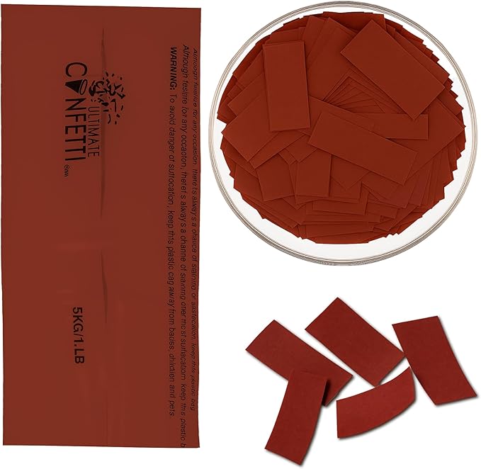 Ultimate Confetti, Rectangular Biodegradable Confetti - Maroon Fluttering Tissue Paper Confetti for Cannon and Launcher use - Wedding Confeti, Birthday, Parties and Live Events - 1 lb, 16 oz