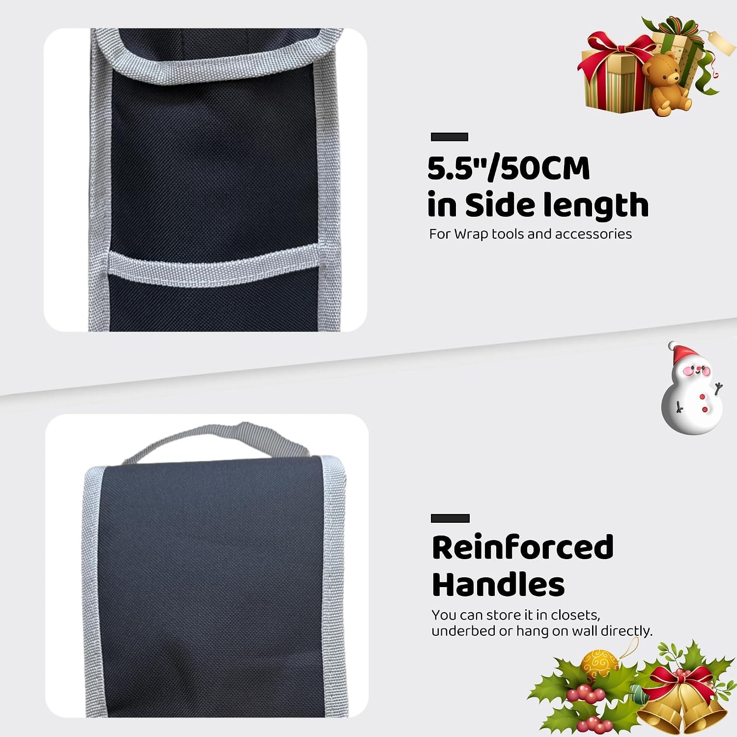 OUTTDID Wrapping Paper Storage Bag 31", Gift Wrapping Paper Organizer Storage Containers with Pocket for Crafts Poster Tools, Christmas Wrap Paper Holder fits for 9 Standard Rolls, Black