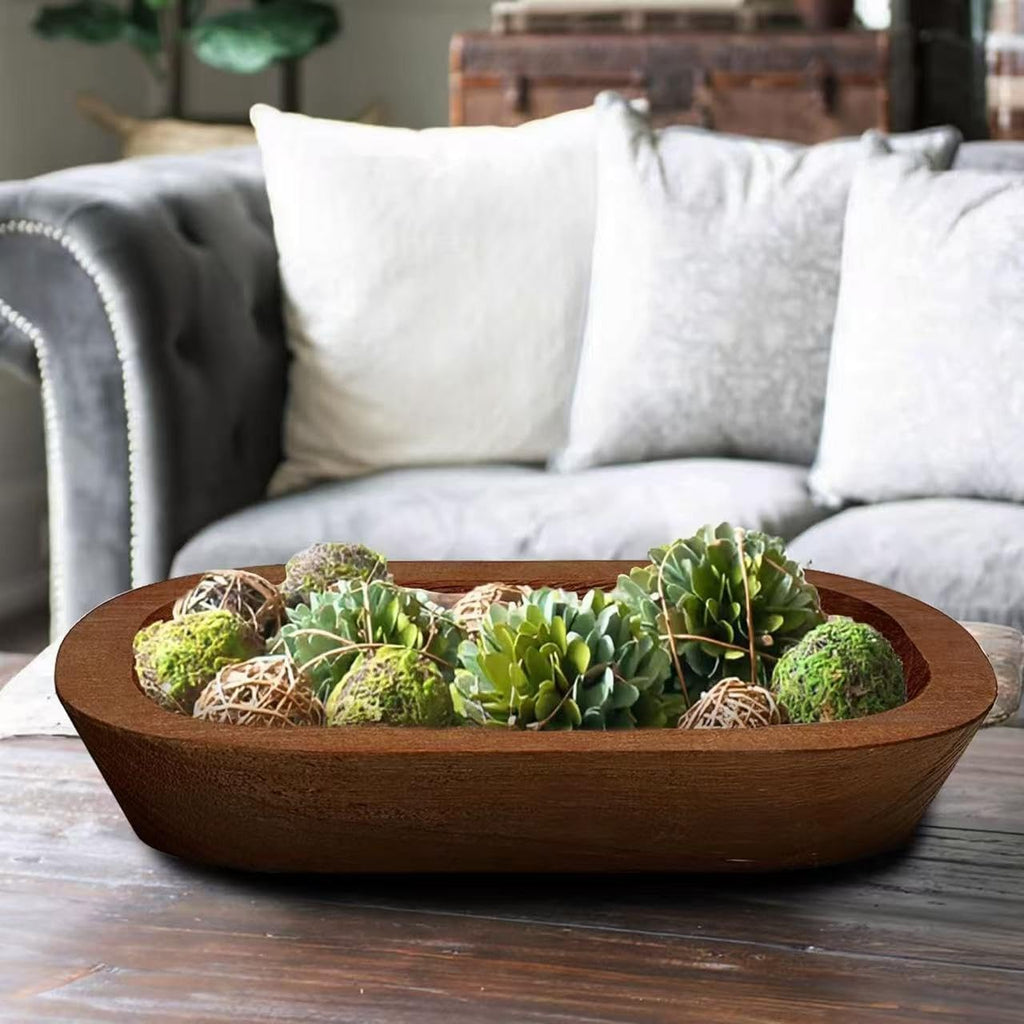 3 Pack 9.7in 20oz Wooden Dough Bowls for Candle Making Rustic Wooden Bowl Lightweight Candle Holder Empty Decorative Bowl (wicks included)