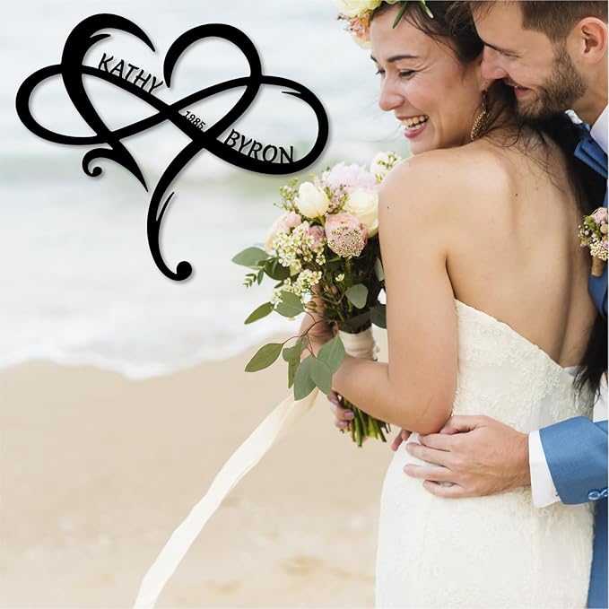 Custom Infinity Metal Sign, Personalized Metal Name Sign Engagement Wedding Gifts, Custom Name Signs, Romantic Home Decor For Anniversary Or As Valentines Day Decoration