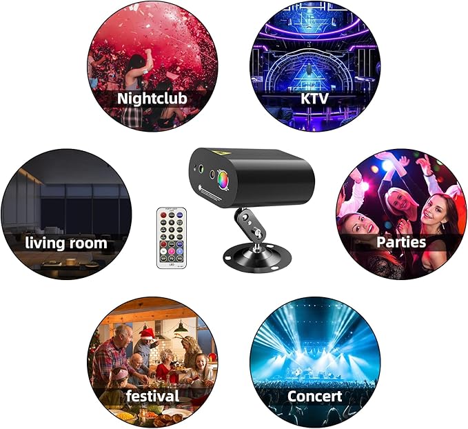 DJ Disco Ball Party Lights with Sound-Activated Remote, Durable ABS RGB LED Strobe Stage Lighting, Light Projector for Xmas/Rave/Club/Bar/Home Room Decoration, Gift for Birthday and Fetivals