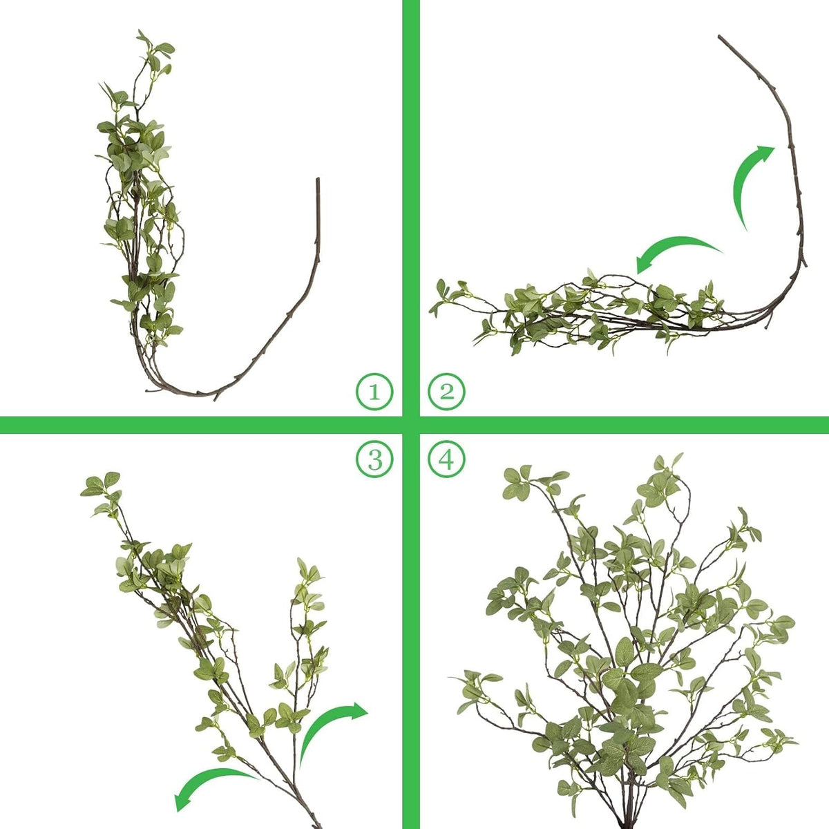 41” Artificial Greenery Stems, Long Fake Plant Twigs Faux Greenery Branches f...