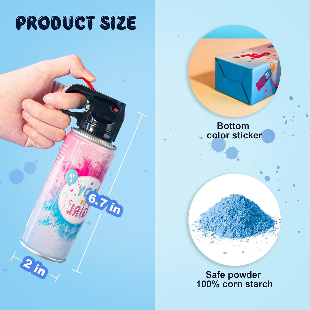 POPUPARTY 2 Pack Blue Gender Reveal Fire Extinguishers with 4 Pack Blue Confetti Cannons for Baby Boy Gender Reveal Party