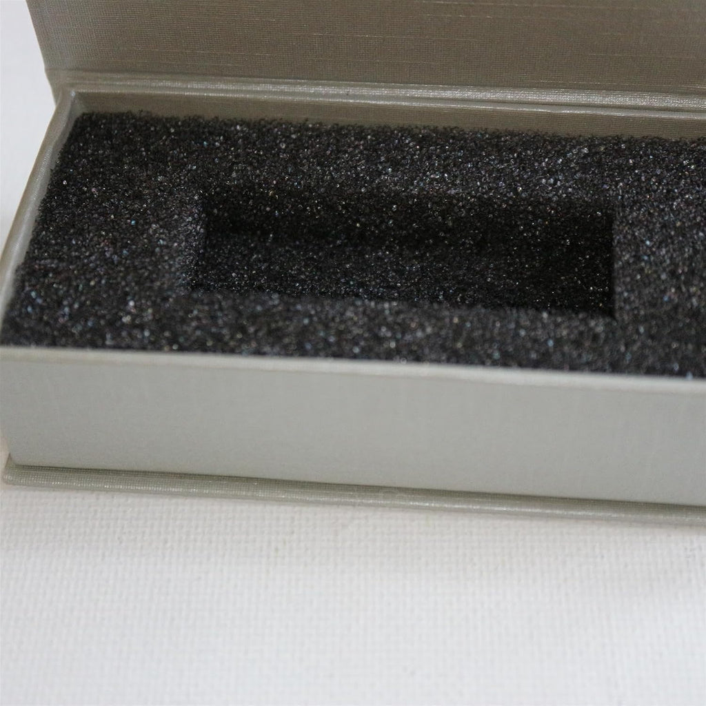 silver grey magnetic usb presentation gift boxes, flash, front angle view