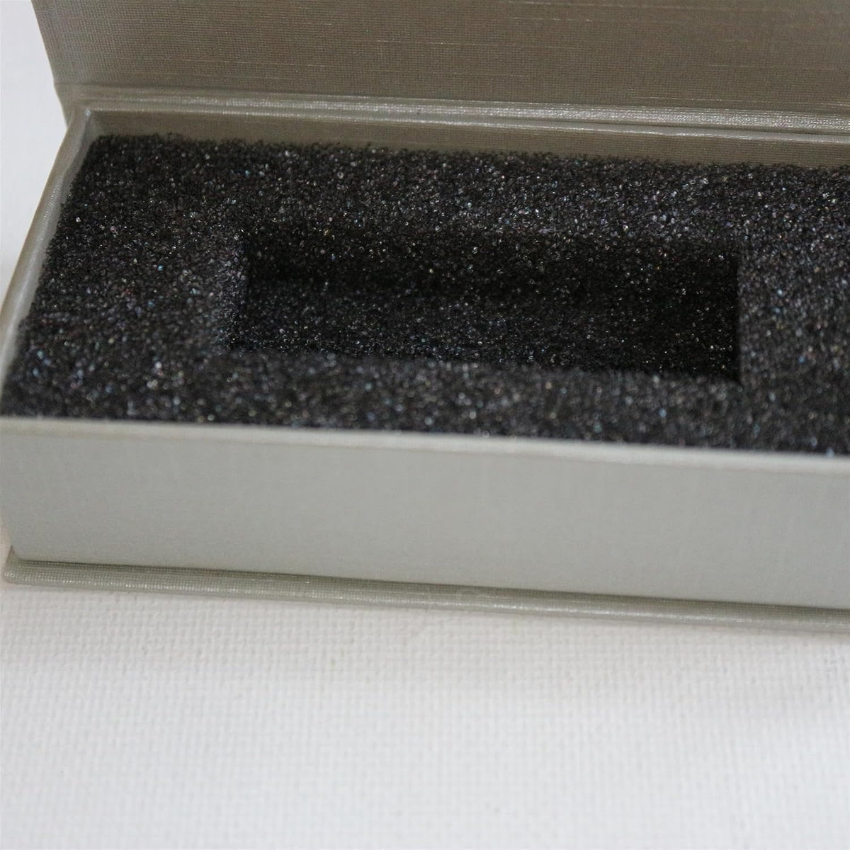 silver grey magnetic usb presentation gift boxes, flash, front angle view