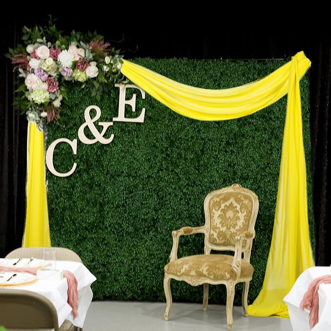 Wedding Arch Draping Fabric 20 Ft Yellow Chiffon Drapes for Wedding Sheer Drapery Chiffon Fabric Drape for Party Ceremony Arch Stage Decorations