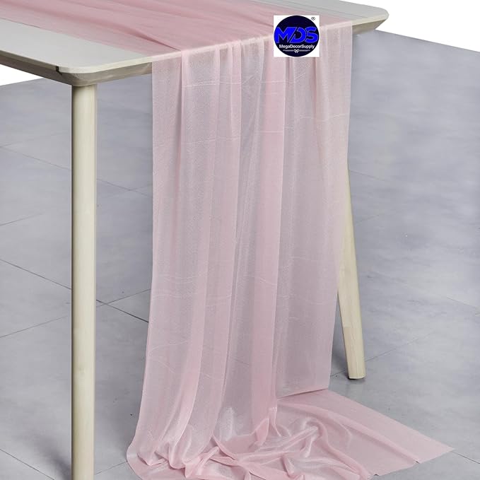 MDS Halloween Chiffon Table Runner - 12 Pack, 29 x 170 Inches, 14ft Each - Sheer Spooky Table Runners for Haunted House Parties, Trick-or-Treat Tables, Witchy Décor, Wedding & Events - Blush Pink