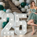 Marquee Numbers 3 Feet Tall Big Light Up Numbers 25th Birthday Decorations Women Men Graduation Decorations 2025 White Anniversary Party Decor Large Cardboard Prop Backdrop Sign 25