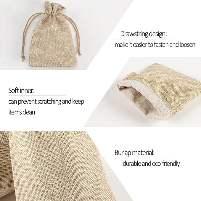 ANPHSIN 75 Pcs Small Burlap Gift Bags with Drawstring - 5.4" x 3.7" Burlap Favor Sacks, Mini Gift Wrapping Bags for Wedding Baby Shower Classmates Festival Party Favors, DIY Craft