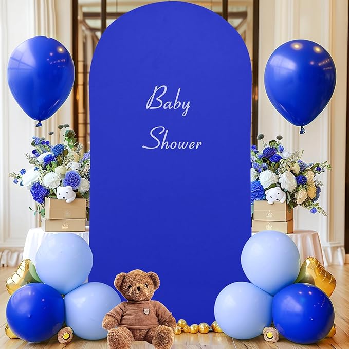 6.6FT Royal Blue Arch Backdrop Cover - Polyester Fitted Wedding Arch Stand Covers Round Top Chiara Arch Backdrop Cover for Birthday Party Banquet Photo Background Decoration