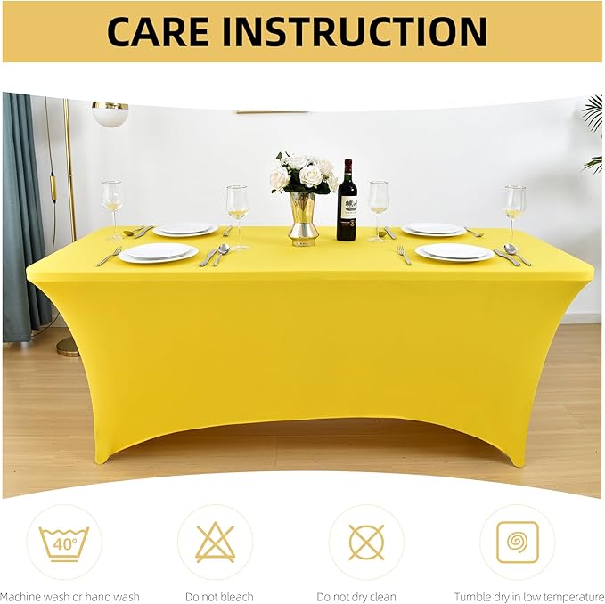 2-Pack 8ft Spandex Table Covers for Rectangle Folding Tables - Washable Elastic Tablecloth - Ultimate Fitted Table Protector for Birthday Parties, Trade Shows, Banquet