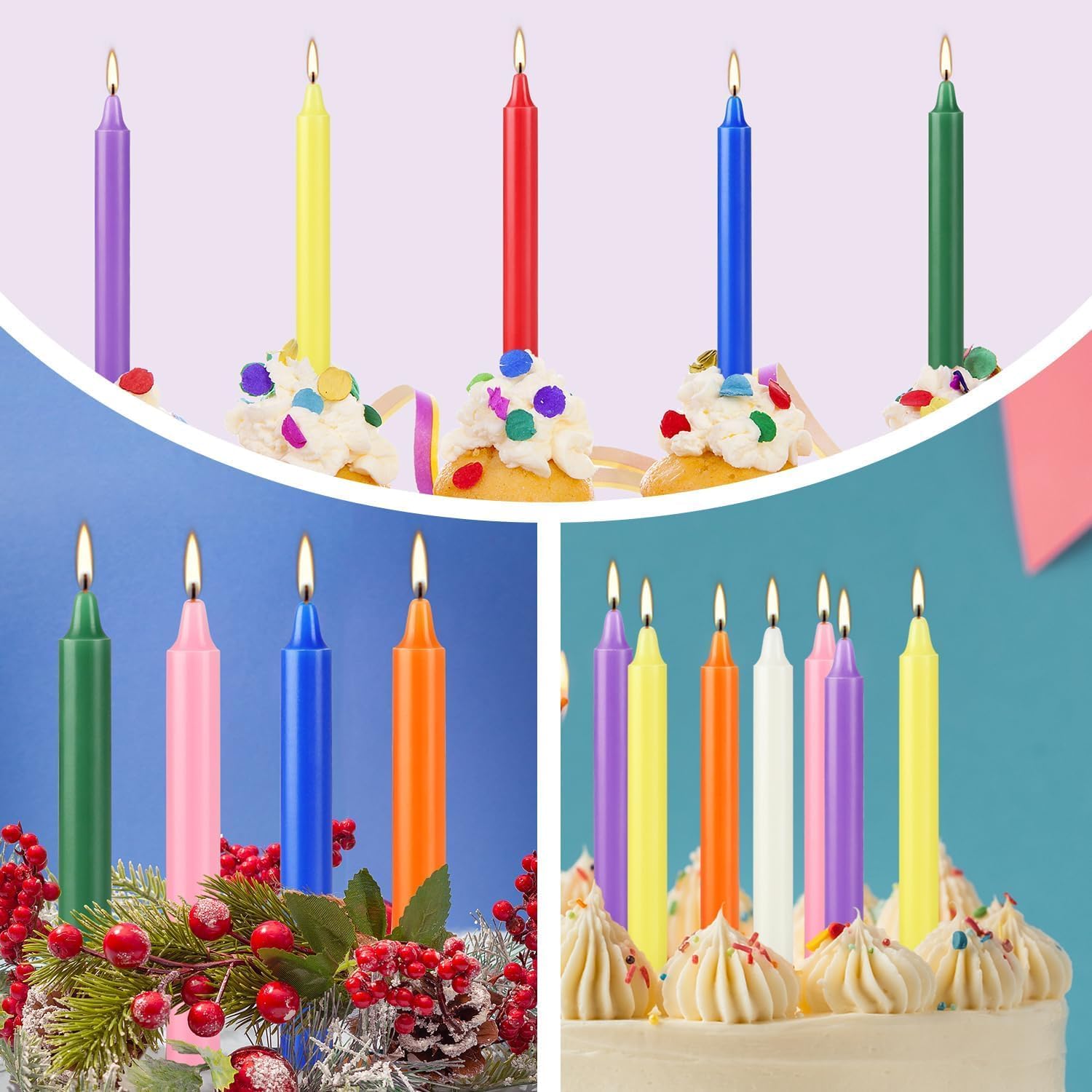 YOROXRG 40 Pack Spell Chime Candles-4 Inch Multi-Colored Taper Candles Sticks-for Home Decor Kitchen Decor Wedding Decoration-10 Colours