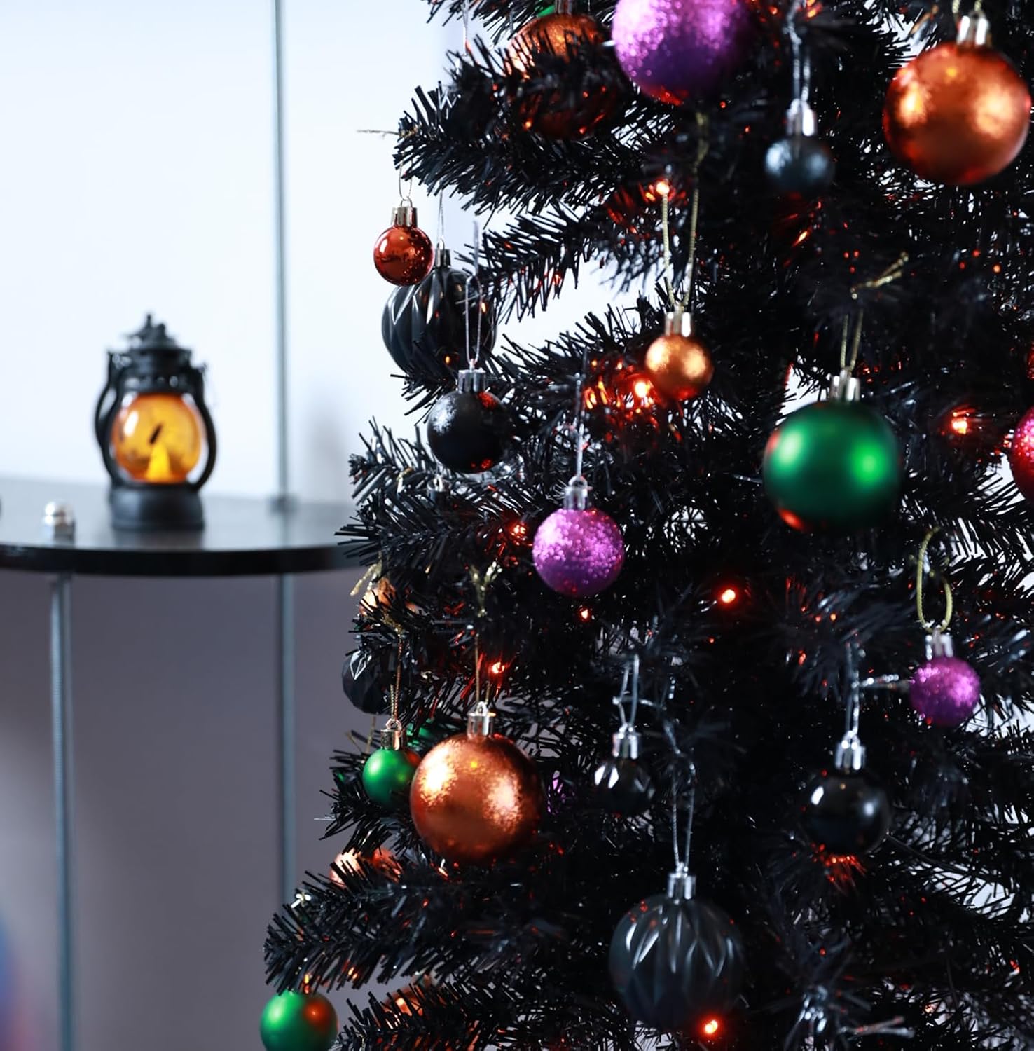 HipTree 1.57Inch 30ct Halloween Ornaments Decorations for Mini Tree | Nightmare Before Christmas Purple/Orange/Green/Black Ball Ornaments Set for Table Indoor Fall Holiday Party Home Decor