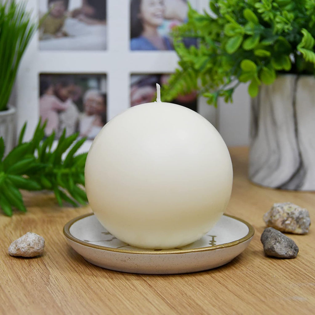 4 Inch Pale Ivory Ball Candles