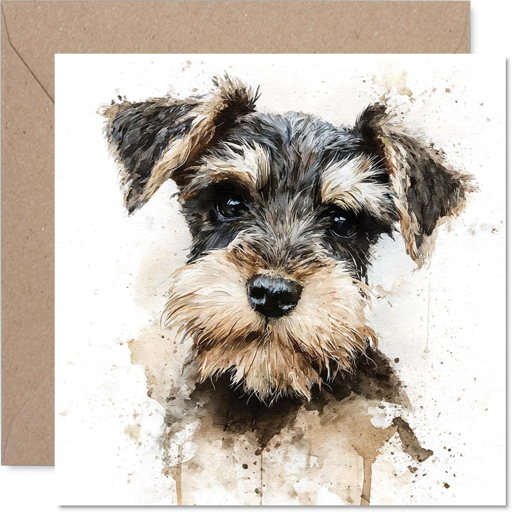 Miniature Schnauzer Birthday Card for Men Women - Dog Breeds - Happy Birthday Card for Nanny Sister Aunt Daughter, 5.7 Inch Bday Greeting Cards