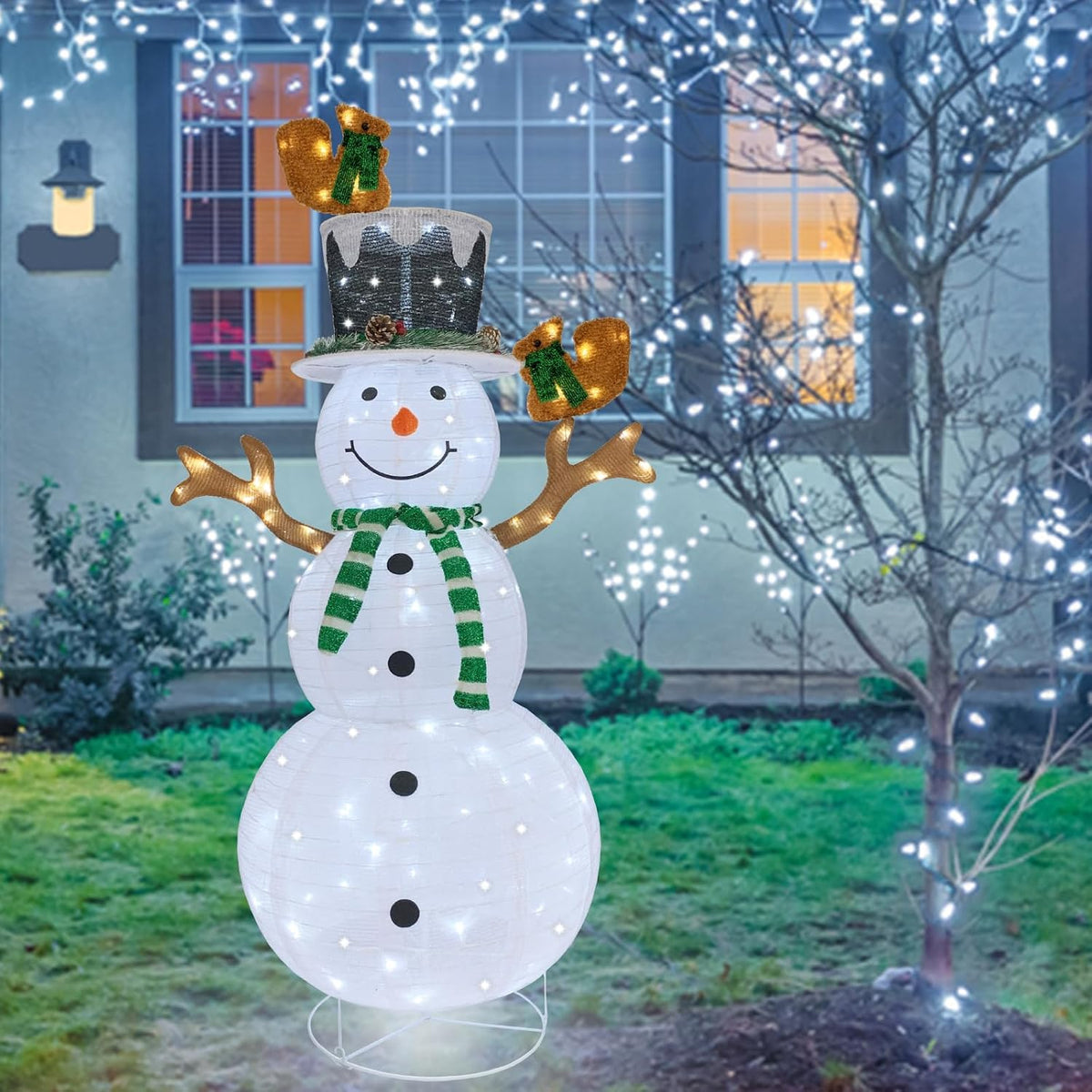 outdoor snowman lighted, pop-up lighted snowman outdoor christmas, main product view