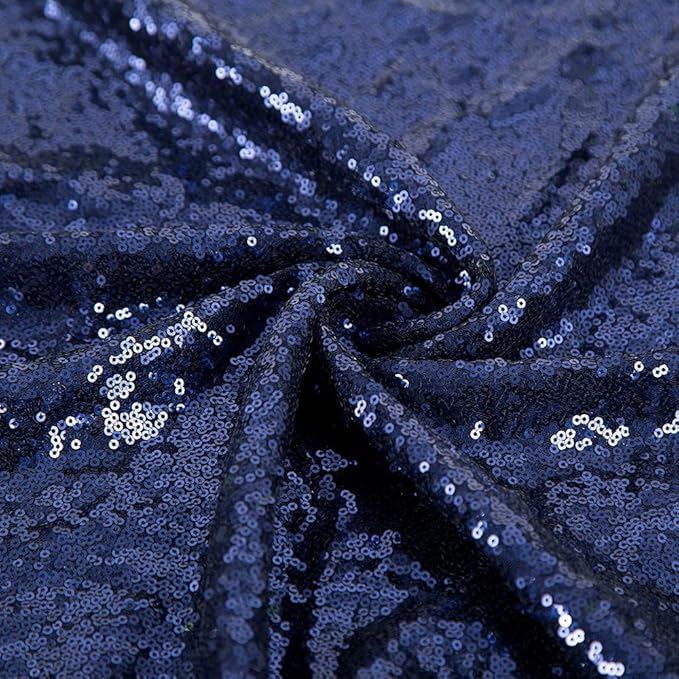 JYFLZQ Navy Blue Sequin Backdrop Curtains 4ft x 6.5ft 1 Panel Glitter Photo Booth Backdrops Sparkly Photography Background Drapes for Parties Wedding Bridal Showers